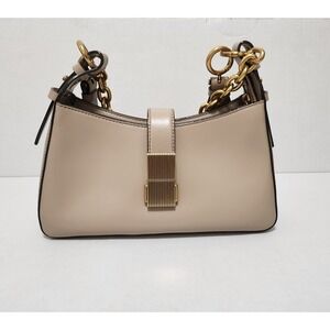 Charles & Keith Beige Shoulder Bag with Gold Accents